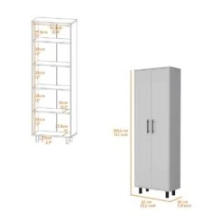 23.62 In. W X 11.81 In. D X 71.10 In. H White Wood Freestanding Linen Cabinet With 5-Shelves And 2-Door In White -FURITURE SALE SHOP white tahanbath linen cabinets ct xl p148774 c3 1000