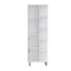 20.94 In. W X 8.27 In. D X 62.99 In. H White Pine Freestanding Linen Cabinet With 7-Shelves And Drawer In White