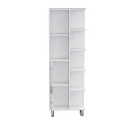 20.94 In. W X 8.27 In. D X 62.99 In. H White Pine Freestanding Linen Cabinet With 7-Shelves And Drawer In White