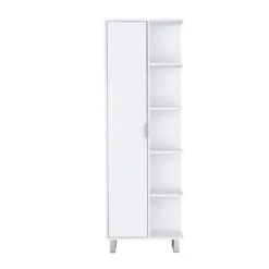 20.90 In. W X 21 In. D X 62.90 In. H White Wood Freestanding Linen Cabinet With 4 Open Shelves In White -FURITURE SALE SHOP white tahanbath linen cabinets ct xl p173170 4f 1000