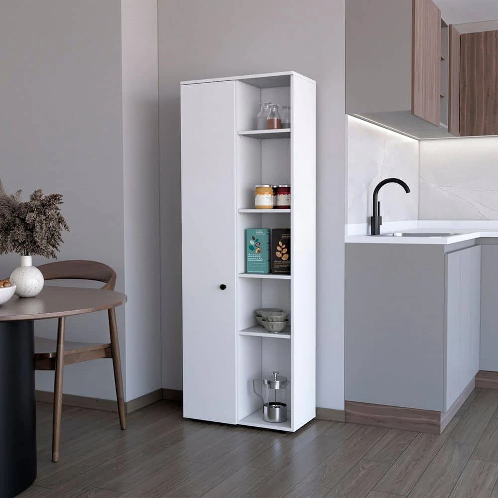 11.80 In. W X 23.60 In. D X 66.90 In. H White Wood Freestanding Linen Cabinet With Shelves In White 5 11.80 In. W X 23.60 In. D X 66.90 In. H White Wood Freestanding Linen Cabinet With Shelves In White - Image 5