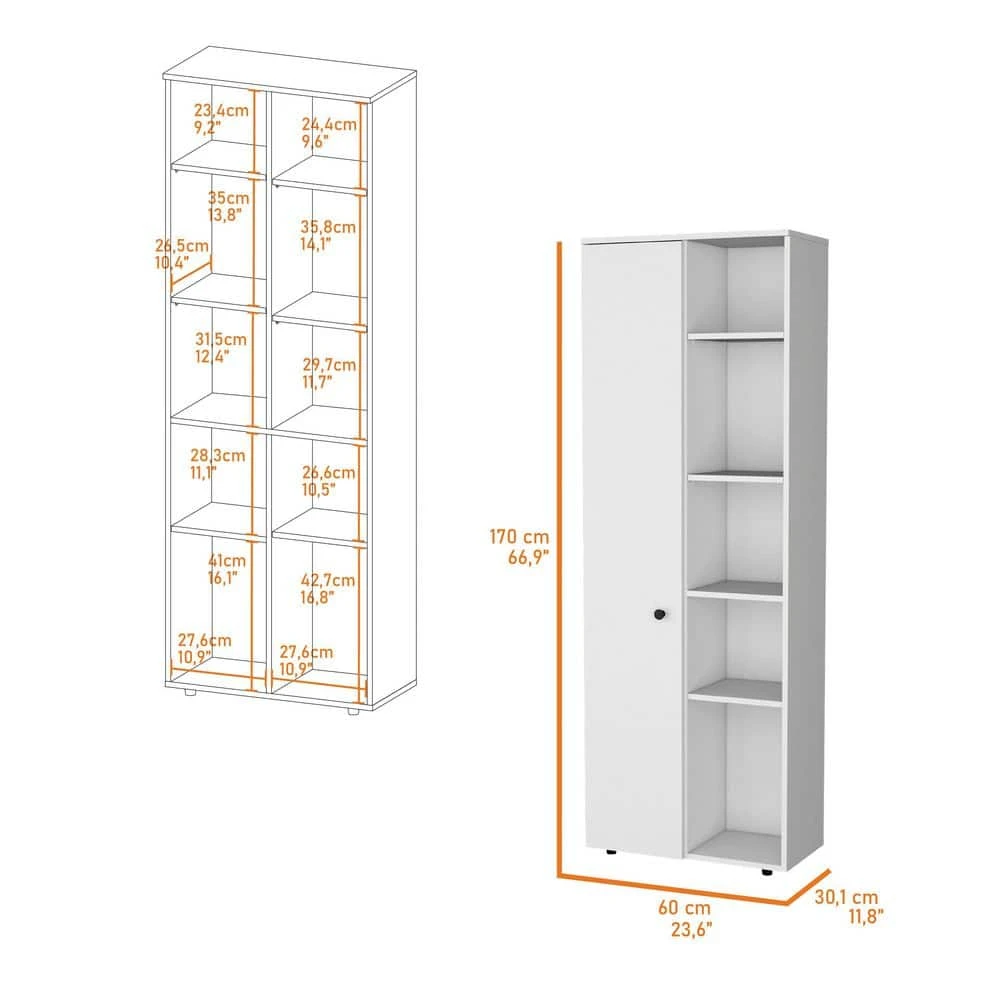 11.80 In. W X 23.60 In. D X 66.90 In. H White Wood Freestanding Linen Cabinet With Shelves In White 3 11.80 In. W X 23.60 In. D X 66.90 In. H White Wood Freestanding Linen Cabinet With Shelves In White - Image 3