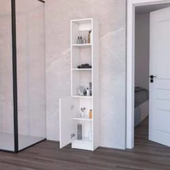 13.03 In. W X 10.43 In. D X 70.87 In. H White Wood Freestanding Linen Cabinet W/3-Open Shelves And Door In White 11 13.03 In. W X 10.43 In. D X 70.87 In. H White Wood Freestanding Linen Cabinet W/3-Open Shelves And Door In White -FURITURE SALE SHOP white tahanbath linen cabinets ct xl p189936 31 1000