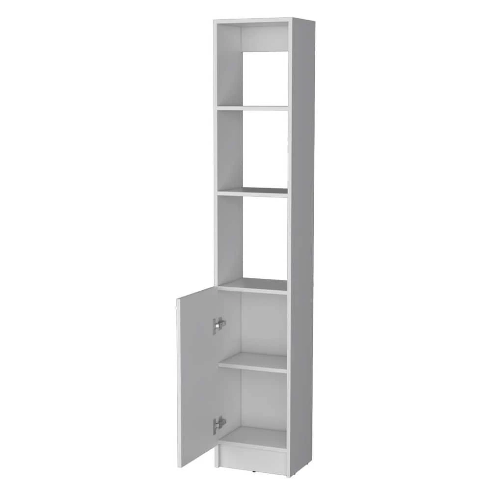 13.03 In. W X 10.43 In. D X 70.87 In. H White Wood Freestanding Linen Cabinet W/3-Open Shelves And Door In White 1 13.03 In. W X 10.43 In. D X 70.87 In. H White Wood Freestanding Linen Cabinet W/3-Open Shelves And Door In White