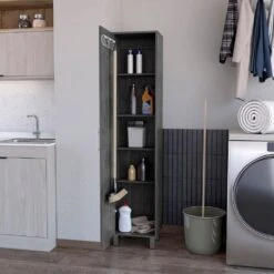 11.80 In. W X 15.80 In. D X 64.50 In. H MDF Freestanding Linen Cabinet With Open Shelves, Drawer And Doors In White -FURITURE SALE SHOP white tahanbath linen cabinets ct xl p217013 31 1000