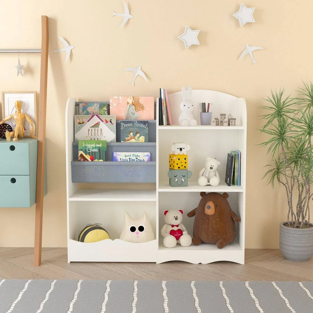 10.20 In. W X 33.70 In. D X 32.10 In. H White MDF Freestanding Linen Cabinet With Toy Storage Organizer In White 8 10.20 In. W X 33.70 In. D X 32.10 In. H White MDF Freestanding Linen Cabinet With Toy Storage Organizer In White - Image 8