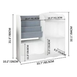 10.20 In. W X 33.70 In. D X 32.10 In. H White MDF Freestanding Linen Cabinet With Toy Storage Organizer In White 10 10.20 In. W X 33.70 In. D X 32.10 In. H White MDF Freestanding Linen Cabinet With Toy Storage Organizer In White -FURITURE SALE SHOP white tahanbath linen cabinets ct xl p221066 c3 1000