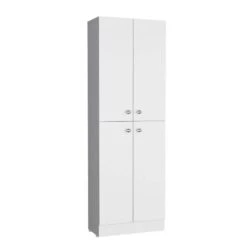 23.60 In. W X 11.80 In. D X 71.10 In. H White Wood Freestanding Linen Cabinet W/5-Shelves And 4-Doors In White