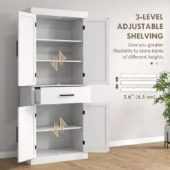 20.90 In. W X 15 In. D X 47 In. H White Particle Board Freestanding Linen Cabinet With 5-Shelves And Drawer In White 10 20.90 In. W X 15 In. D X 47 In. H White Particle Board Freestanding Linen Cabinet With 5-Shelves And Drawer In White -FURITURE SALE SHOP white tahanbath linen cabinets ct xl p229637 4f 1000