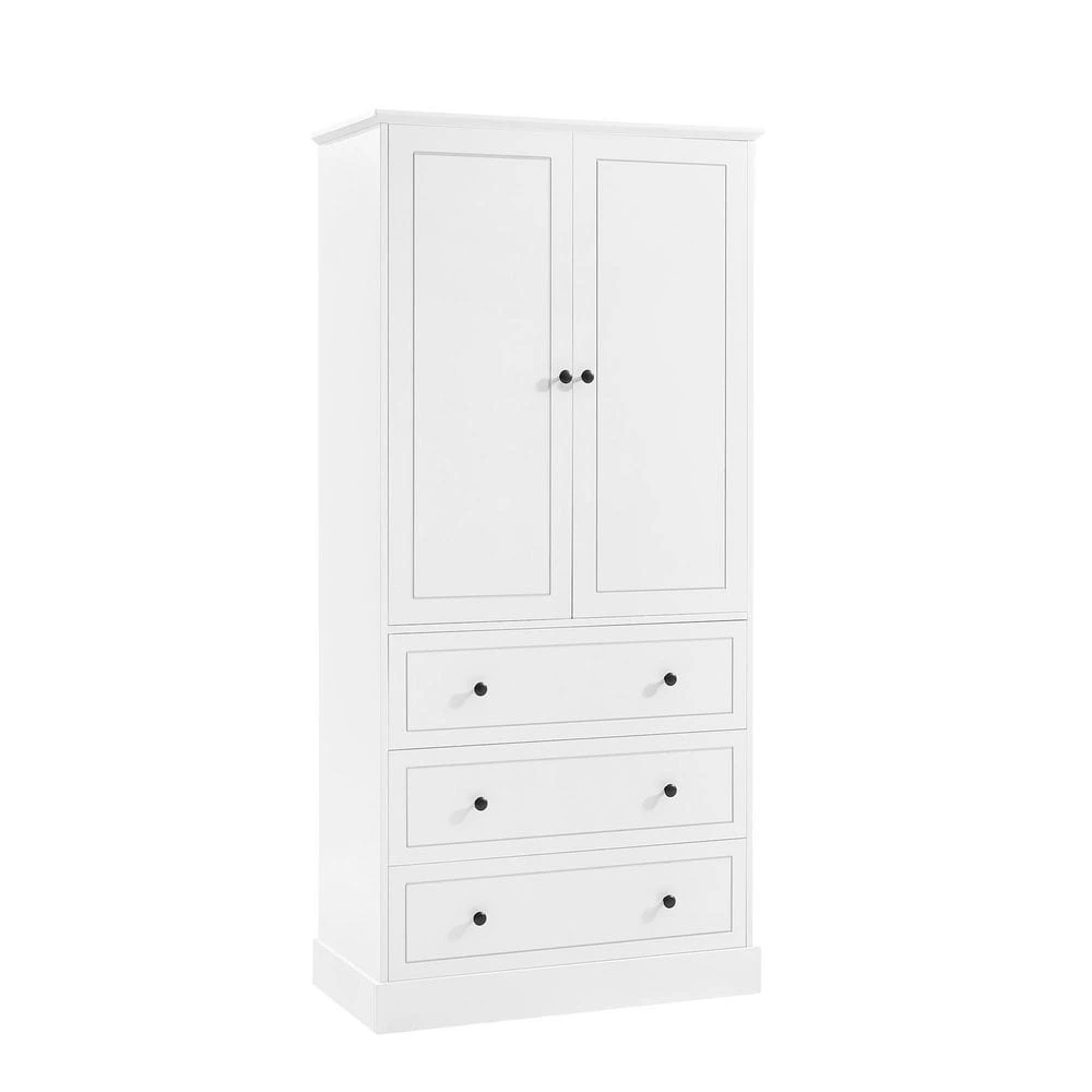 16.40 In. W X 32.80 In. D X 69.20 In. H White MDF Freestanding Linen Cabinet With 3-Drawers And Shelves In White 4 16.40 In. W X 32.80 In. D X 69.20 In. H White MDF Freestanding Linen Cabinet With 3-Drawers And Shelves In White - Image 4
