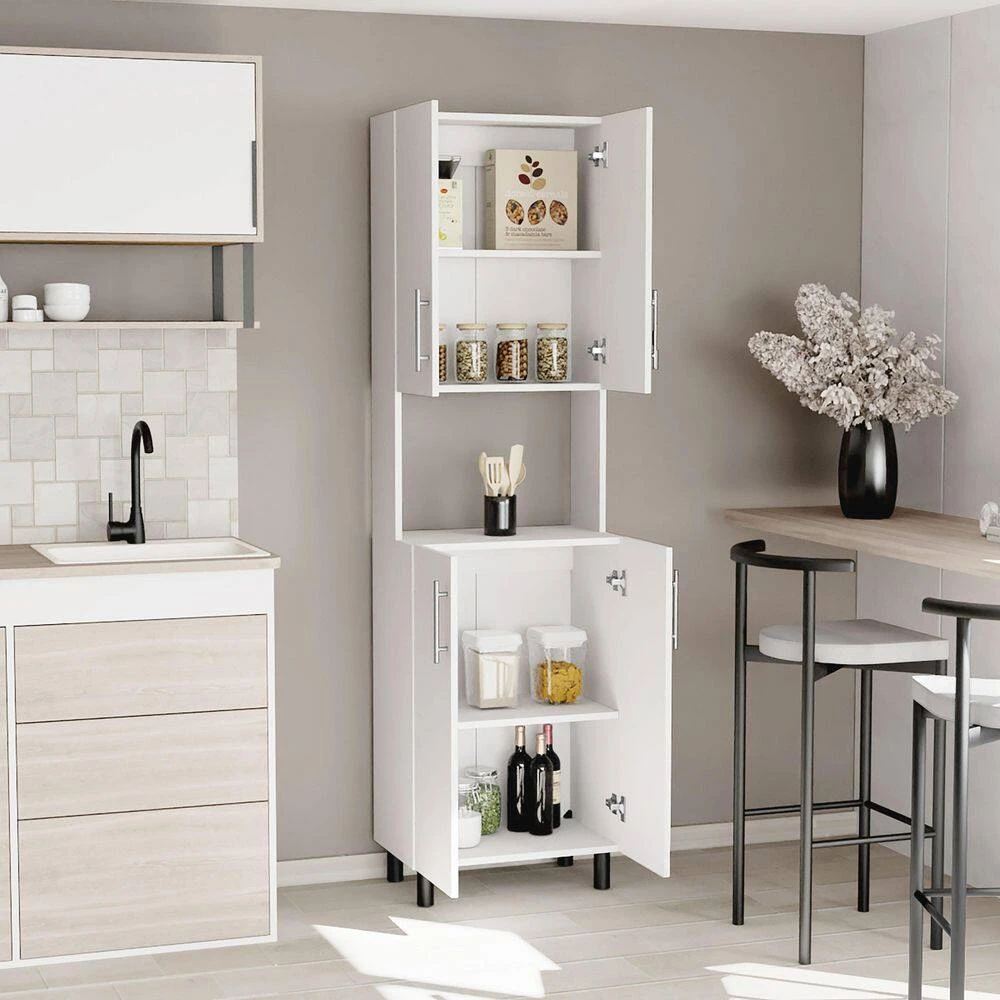 22.20 In. W X 13.20 In. D X 76.80 In. H White MDF Freestanding Linen Cabinet With 5-Shelves And 4-Door In White 8 22.20 In. W X 13.20 In. D X 76.80 In. H White MDF Freestanding Linen Cabinet With 5-Shelves And 4-Door In White - Image 8