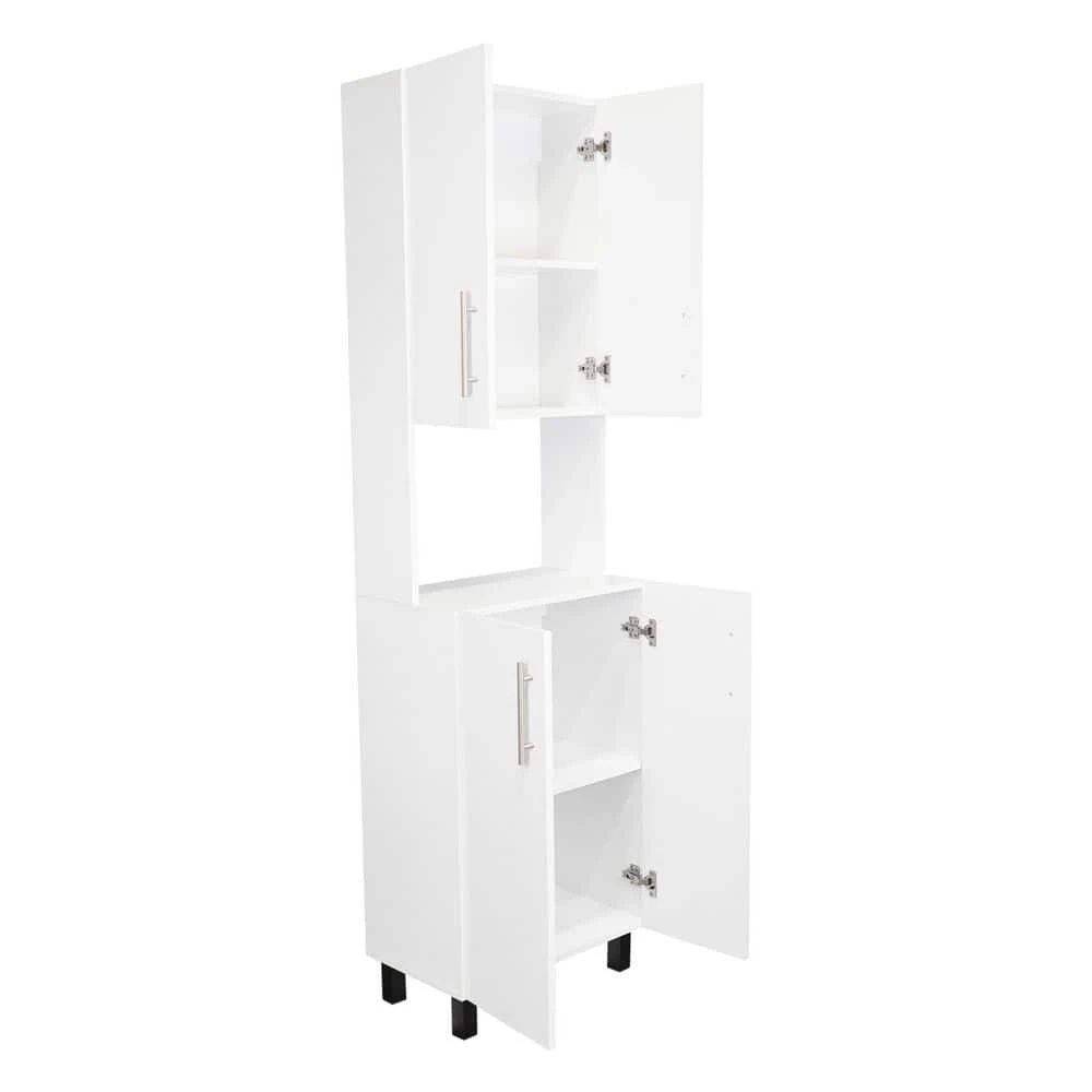 22.20 In. W X 13.20 In. D X 76.80 In. H White MDF Freestanding Linen Cabinet With 5-Shelves And 4-Door In White 6 22.20 In. W X 13.20 In. D X 76.80 In. H White MDF Freestanding Linen Cabinet With 5-Shelves And 4-Door In White - Image 6