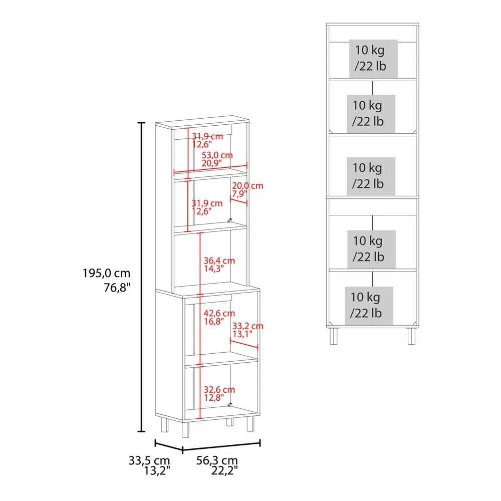 22.20 In. W X 13.20 In. D X 76.80 In. H White MDF Freestanding Linen Cabinet With 5-Shelves And 4-Door In White 3 22.20 In. W X 13.20 In. D X 76.80 In. H White MDF Freestanding Linen Cabinet With 5-Shelves And 4-Door In White - Image 3