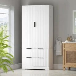 15.75 In. W X 31.49 In. D X 71.65 In. H White MDF Freestanding Linen Cabinet With 2-Drawers And 8-Door In White 17 15.75 In. W X 31.49 In. D X 71.65 In. H White MDF Freestanding Linen Cabinet With 2-Drawers And 8-Door In White -FURITURE SALE SHOP white tahanbath linen cabinets ct xl p294993 31 1000