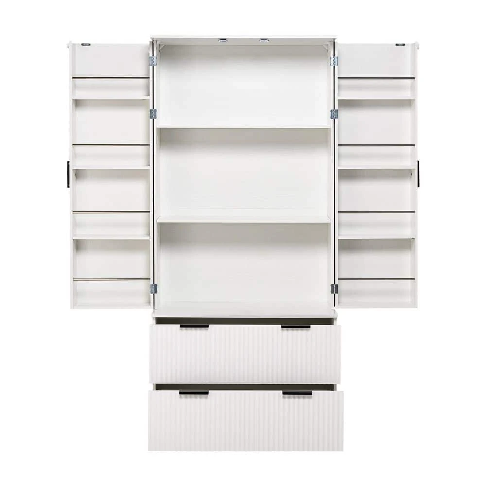 15.75 In. W X 31.49 In. D X 71.65 In. H White MDF Freestanding Linen Cabinet With 2-Drawers And 8-Door In White 1 15.75 In. W X 31.49 In. D X 71.65 In. H White MDF Freestanding Linen Cabinet With 2-Drawers And 8-Door In White