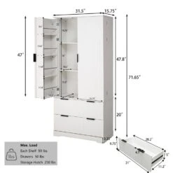 15.75 In. W X 31.49 In. D X 71.65 In. H White MDF Freestanding Linen Cabinet With 2-Drawers And 8-Door In White 11 15.75 In. W X 31.49 In. D X 71.65 In. H White MDF Freestanding Linen Cabinet With 2-Drawers And 8-Door In White -FURITURE SALE SHOP white tahanbath linen cabinets ct xl p294993 c3 1000