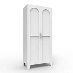 13.80 In. W X 27.60 In. D X 61 In. H White Steel Freestanding Linen Cabinet W/Doors And Adjustable Shelves In White