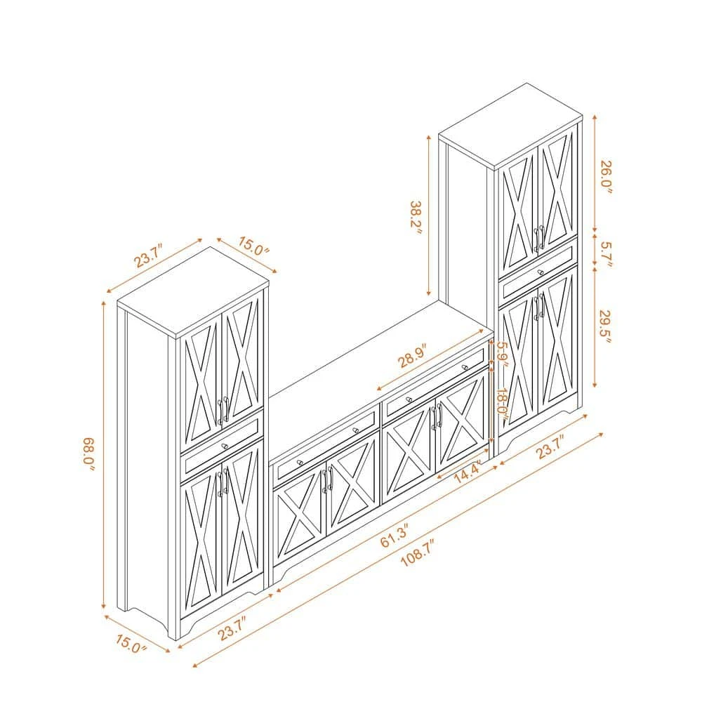 15 In. W X 108.70 In. D X 68 In. H White MDF And Particle Board Freestanding Linen Cabinet With Drawers In White 5 15 In. W X 108.70 In. D X 68 In. H White MDF And Particle Board Freestanding Linen Cabinet With Drawers In White - Image 5