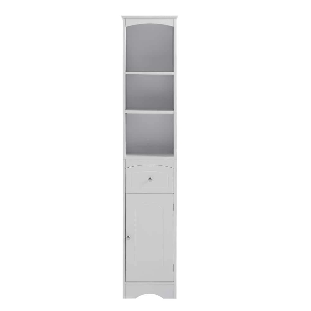 13.4 In. W X 9.1 In. D X 66.9 In. H White MDF Freestanding Linen Cabinet With Drawer In White 1 13.4 In. W X 9.1 In. D X 66.9 In. H White MDF Freestanding Linen Cabinet With Drawer In White