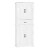 30.00 In. W X 15.70 In. D X 72.20 In. H In White Bathroom Storage Linen Cabinet With Doors, Drawer And Adjustable Shelf