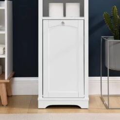 13.75 In. W X 15.75 In. D X 63.75 In. H White Linen Cabinet With 4 Adjustable Shelves & Laundry Hamper 11 13.75 In. W X 15.75 In. D X 63.75 In. H White Linen Cabinet With 4 Adjustable Shelves & Laundry Hamper -FURITURE SALE SHOP white tahanbath linen cabinets z w1801p195737 4f 1000
