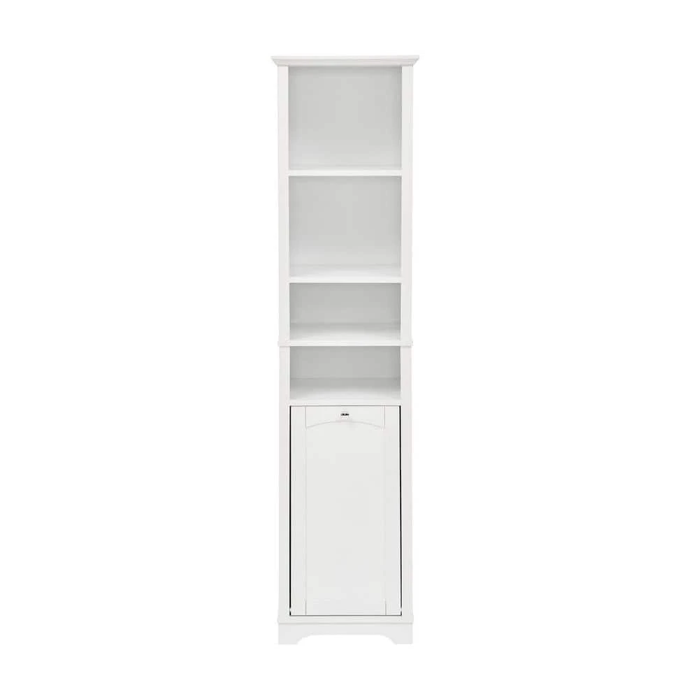 13.75 In. W X 15.75 In. D X 63.75 In. H White Linen Cabinet With 4 Adjustable Shelves & Laundry Hamper 1 13.75 In. W X 15.75 In. D X 63.75 In. H White Linen Cabinet With 4 Adjustable Shelves & Laundry Hamper