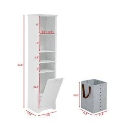 13.75 In. W X 15.75 In. D X 63.75 In. H White Linen Cabinet With 4 Adjustable Shelves & Laundry Hamper 15 13.75 In. W X 15.75 In. D X 63.75 In. H White Linen Cabinet With 4 Adjustable Shelves & Laundry Hamper -FURITURE SALE SHOP white tahanbath linen cabinets z w1801p195737 76 1000