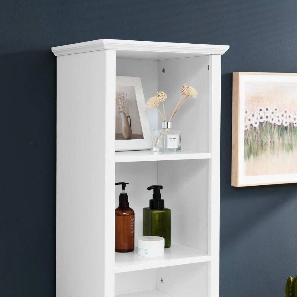 13.75 In. W X 15.75 In. D X 63.75 In. H White Linen Cabinet With 4 Adjustable Shelves & Laundry Hamper 7 13.75 In. W X 15.75 In. D X 63.75 In. H White Linen Cabinet With 4 Adjustable Shelves & Laundry Hamper - Image 7