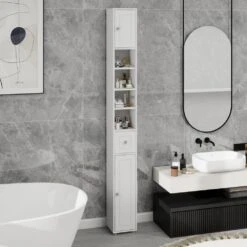 7.87 In. W X 7.87 In. D X 70. 87in. H Bathroom Storage Wall Cabinet In White -FURITURE SALE SHOP white tahanbath linen cabinets z w282p154459 44 1000