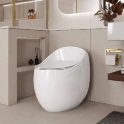 1-Piece 1.28 GPF Single Flush Egg Shape Toilet In Glossy White 14 1-Piece 1.28 GPF Single Flush Egg Shape Toilet In Glossy White -FURITURE SALE SHOP white tahanbath one piece toilets z w2973p248391 4f 1000