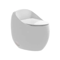1-Piece 1.28 GPF Single Flush Egg Shape Toilet In Glossy White