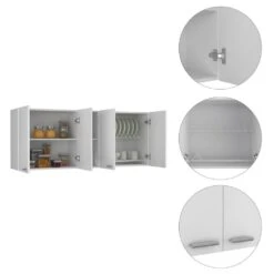 Portofino 150-Wall Cabinet, Double Door, 2-External Shelves, 2-Interior Shelves-White -FURITURE SALE SHOP white tahanbath pantry organizers z b07091979 1f 1000