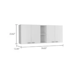Portofino 150-Wall Cabinet, Double Door, 2-External Shelves, 2-Interior Shelves-White -FURITURE SALE SHOP white tahanbath pantry organizers z b07091979 44 1000