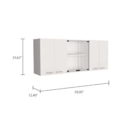 Superior 150-Wall Cabinet With Glass, Four Interior Shelves, Two Double Door-White -FURITURE SALE SHOP white tahanbath pantry organizers z b07091984 1f 1000