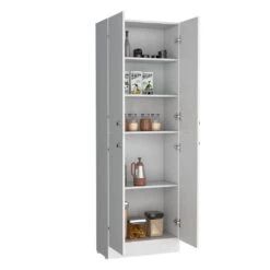 Freestanding 71 In. H Kitchen Pantry Cabinet With 4-Doors And 5-Adjustable Shelves -FURITURE SALE SHOP white tahanbath pantry organizers z b070p188842 76 1000