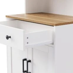 Farmhouse Storage Cabinet - Solid Wood Gourd Legs Adjustable Shelves 5-Tier With Drawer-White -FURITURE SALE SHOP white tahanbath pantry organizers z n721p205790k 76 1000