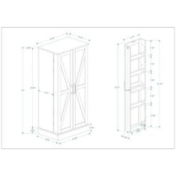 50 In. LED-Lit Freestanding Kitchen Pantry Cabinet: 2-Door Sideboard With Racks And 2-Adjustable Shelves In White -FURITURE SALE SHOP white tahanbath pantry organizers z w1120127335 fa 1000