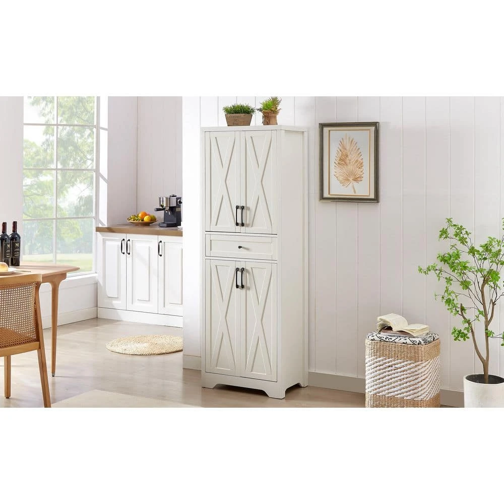 68 In. High White Multifunctional Sideboard-Storage For Home And Office (23.7 In. L X 15.0 In. W X 68 In. H) 6 68 In. High White Multifunctional Sideboard-Storage For Home And Office (23.7 In. L X 15.0 In. W X 68 In. H) - Image 6