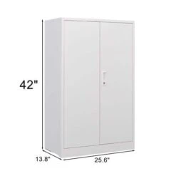 The Ultimate Folding Metal Storage Cabinet: Locking Doors Adjustable Shelf, For Home, Office, School And Garage In White -FURITURE SALE SHOP white tahanbath pantry organizers z w124757865 76 1000