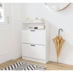4-Drawer Handle-Free White Dresser: Modern Wooden Cabinet With Sturdy Frame For Bedroom, Living Room Or Office 14 4-Drawer Handle-Free White Dresser: Modern Wooden Cabinet With Sturdy Frame For Bedroom, Living Room Or Office -FURITURE SALE SHOP white tahanbath pantry organizers z w132166400 76 1000