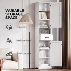 69 In.H Tall Bathroom Storage Cabinet With 2-Barn Doors And1-Drawer, Adjustable Shelves,Floor Cabinet In White -FURITURE SALE SHOP white tahanbath pantry organizers z w1781132475 fa 1000