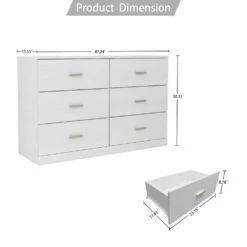 Modern White 6-Drawer Dresser For Bedroom-Ample Storage Wide Chest Of Drawers, Sturdy And Safe -FURITURE SALE SHOP white tahanbath pantry organizers z w1785136021 1f 1000