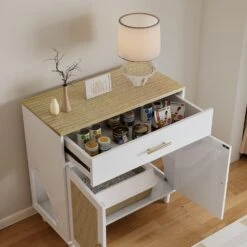 Wooden Cat Litter Box Enclosure With Scratch Pad Fits Most Cats For Living Areas In White -FURITURE SALE SHOP white tahanbath pantry organizers z w1801137449 fa 1000