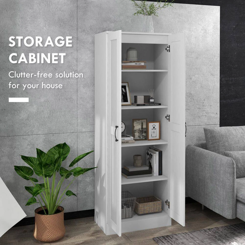 69" Tall Storage Cabinet With Movable Storage Shelves, Modern Style Pantry Cupboard Cabinet With Soft Close Doors, White 4 69" Tall Storage Cabinet With Movable Storage Shelves, Modern Style Pantry Cupboard Cabinet With Soft Close Doors, White - Image 4