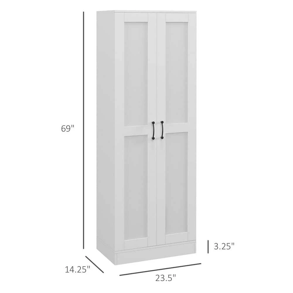 69" Tall Storage Cabinet With Movable Storage Shelves, Modern Style Pantry Cupboard Cabinet With Soft Close Doors, White 3 69" Tall Storage Cabinet With Movable Storage Shelves, Modern Style Pantry Cupboard Cabinet With Soft Close Doors, White - Image 3