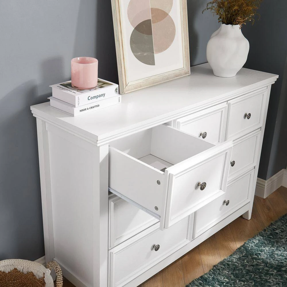 Modern 7-Drawer Dresser: Ideal For Living Room Storage With A Farmhouse Touch In White 4 Modern 7-Drawer Dresser: Ideal For Living Room Storage With A Farmhouse Touch In White - Image 4
