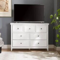 Modern 7-Drawer Dresser: Ideal For Living Room Storage With A Farmhouse Touch In White 11 Modern 7-Drawer Dresser: Ideal For Living Room Storage With A Farmhouse Touch In White -FURITURE SALE SHOP white tahanbath pantry organizers z w2275p149784 76 1000