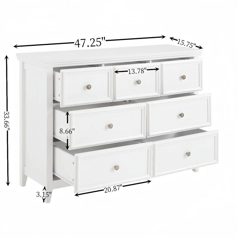 Modern 7-Drawer Dresser: Ideal For Living Room Storage With A Farmhouse Touch In White 2 Modern 7-Drawer Dresser: Ideal For Living Room Storage With A Farmhouse Touch In White - Image 2