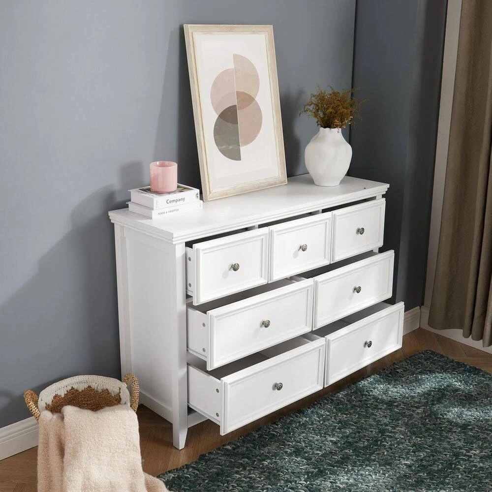 Modern 7-Drawer Dresser: Ideal For Living Room Storage With A Farmhouse Touch In White 5 Modern 7-Drawer Dresser: Ideal For Living Room Storage With A Farmhouse Touch In White - Image 5