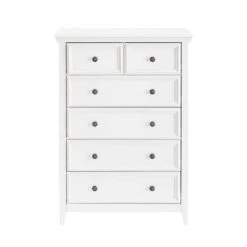 6-Drawer Cabinet In Modern Design: White Clothes Storage For Living Room With Farmhouse Aesthetic